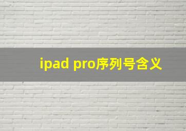 ipad pro序列号含义